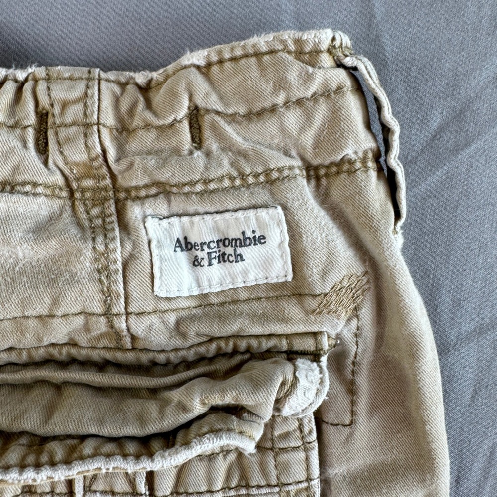VINTAGE Abercrombie & Fitch Cargo 32 Mens Distressed Paratrooper Pockets Heavy - Picture 13 of 16